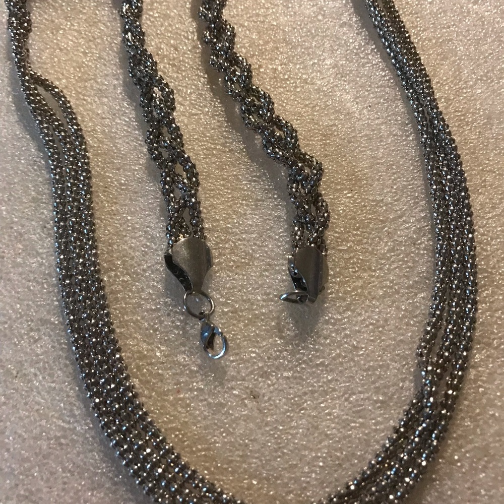 Silver-Tone Multi Strand Women’s Necklace and Chain Set